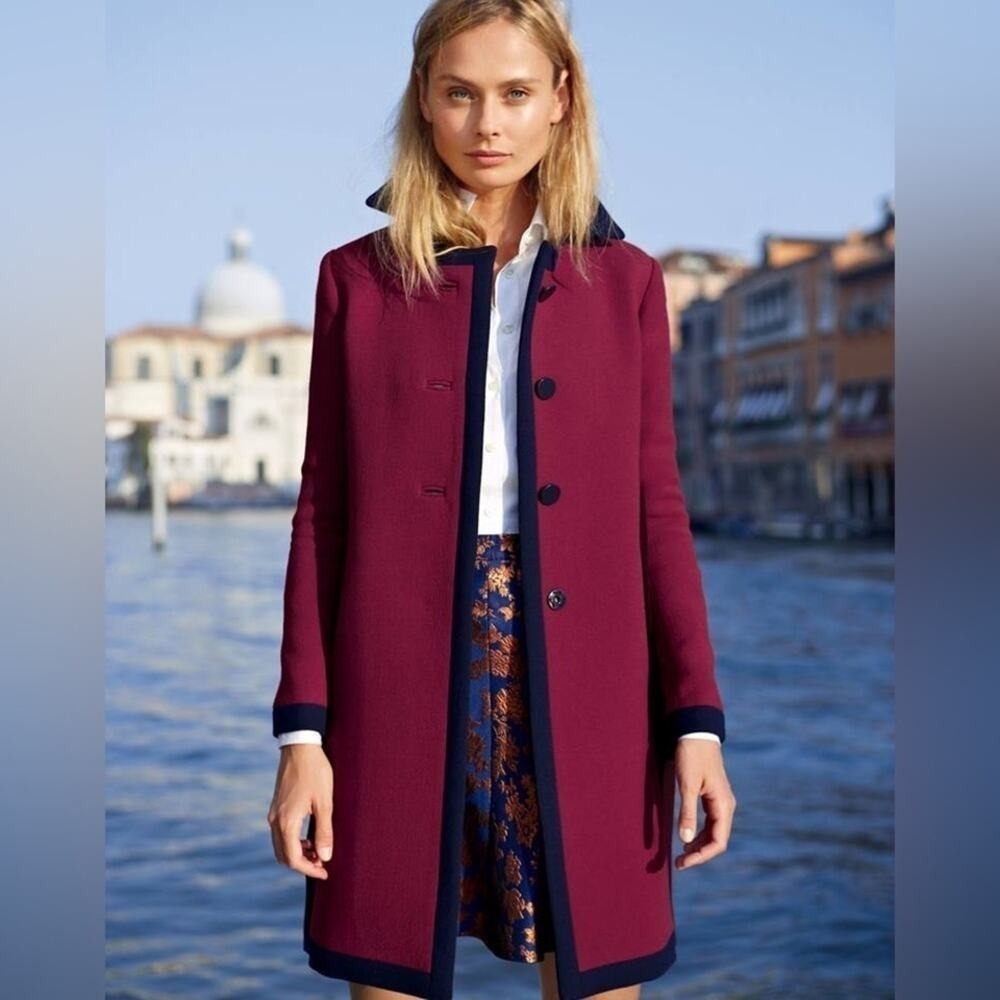 J. CREW double cloth Tipped Wool Coat Red Burgundy Maroon 8